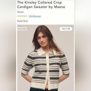 Anthropologie The Kinsley Collered Crop Cardigan Sweater By Maeve